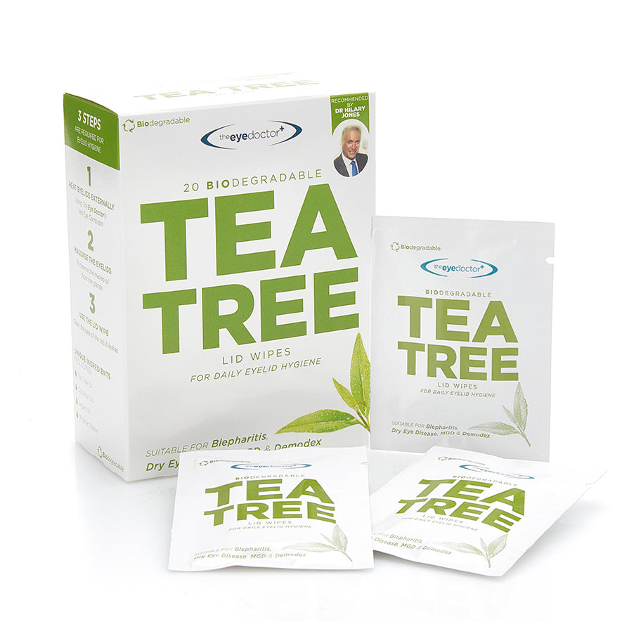 Tea Tree Oil Lid Wipes, Case of 13 Boxes, Each Box of 20 Wipes